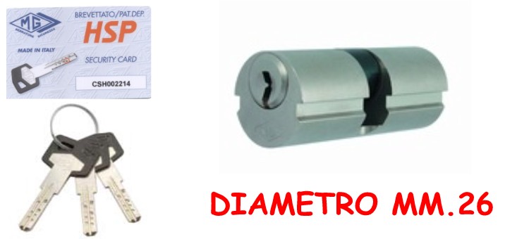 Cilindro MG HSP tondo diametro 26 mm. lunghezza mm.62